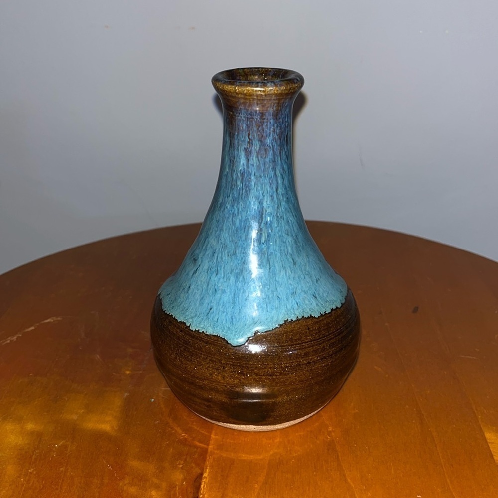 studio pottery bud vase, likely handmade